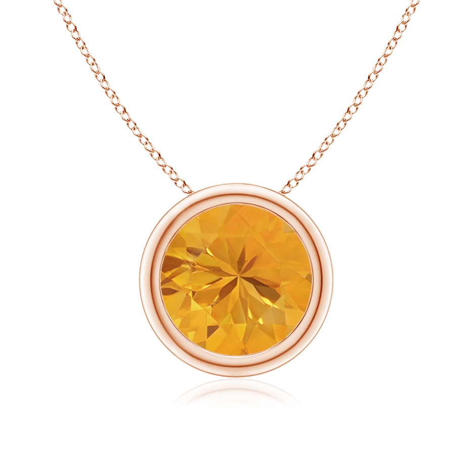 8mm A Bezel-Set Round Fire Opal Solitaire Pendant in Rose Gold 