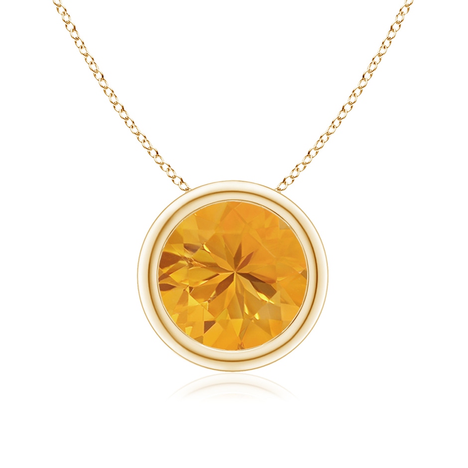 8mm A Bezel-Set Round Fire Opal Solitaire Pendant in Yellow Gold 