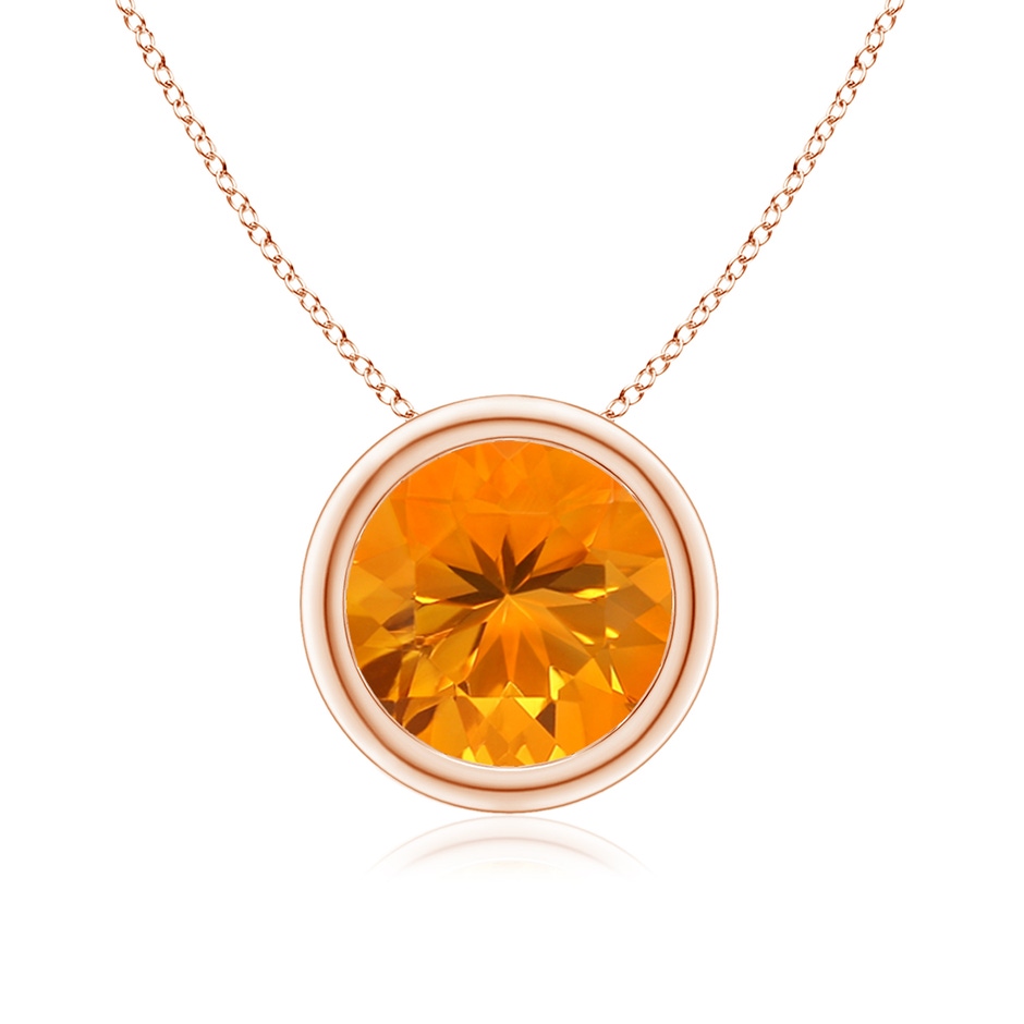 8mm AA Bezel-Set Round Fire Opal Solitaire Pendant in Rose Gold 