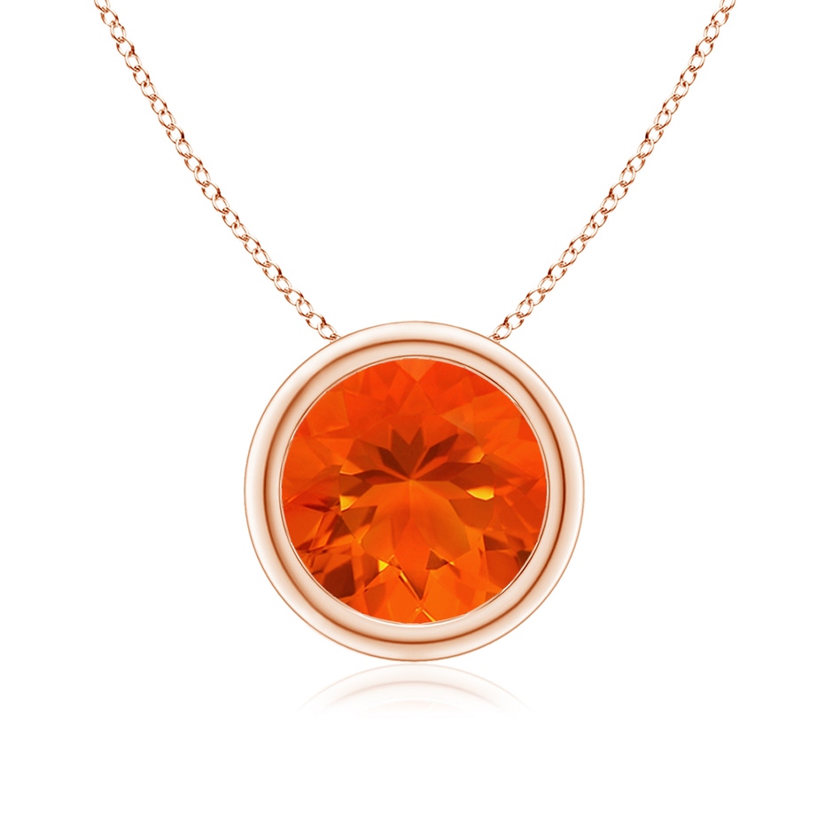 8mm AAA Bezel-Set Round Fire Opal Solitaire Pendant in Rose Gold 