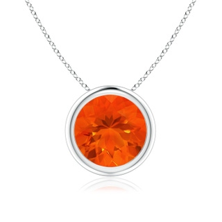 8mm AAA Bezel-Set Round Fire Opal Solitaire Pendant in White Gold