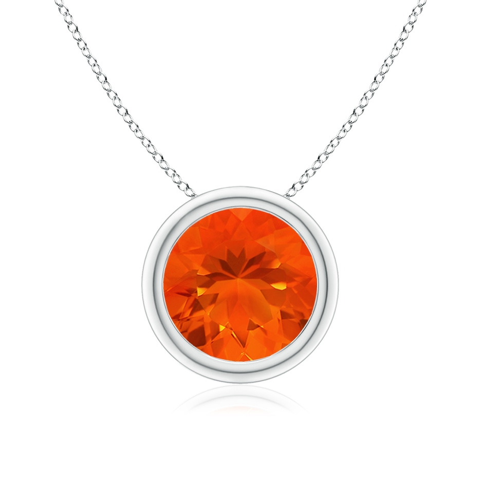 8mm AAA Bezel-Set Round Fire Opal Solitaire Pendant in White Gold 