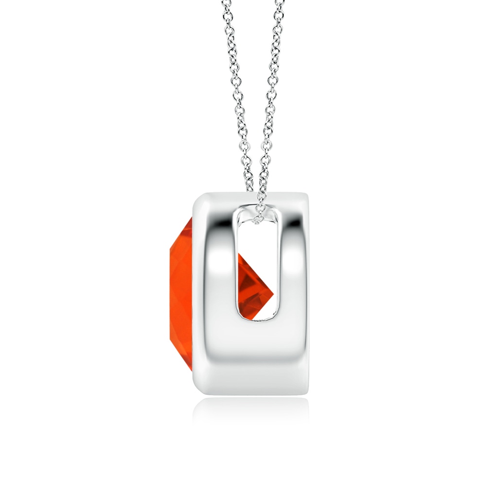 8mm AAA Bezel-Set Round Fire Opal Solitaire Pendant in White Gold - side 199