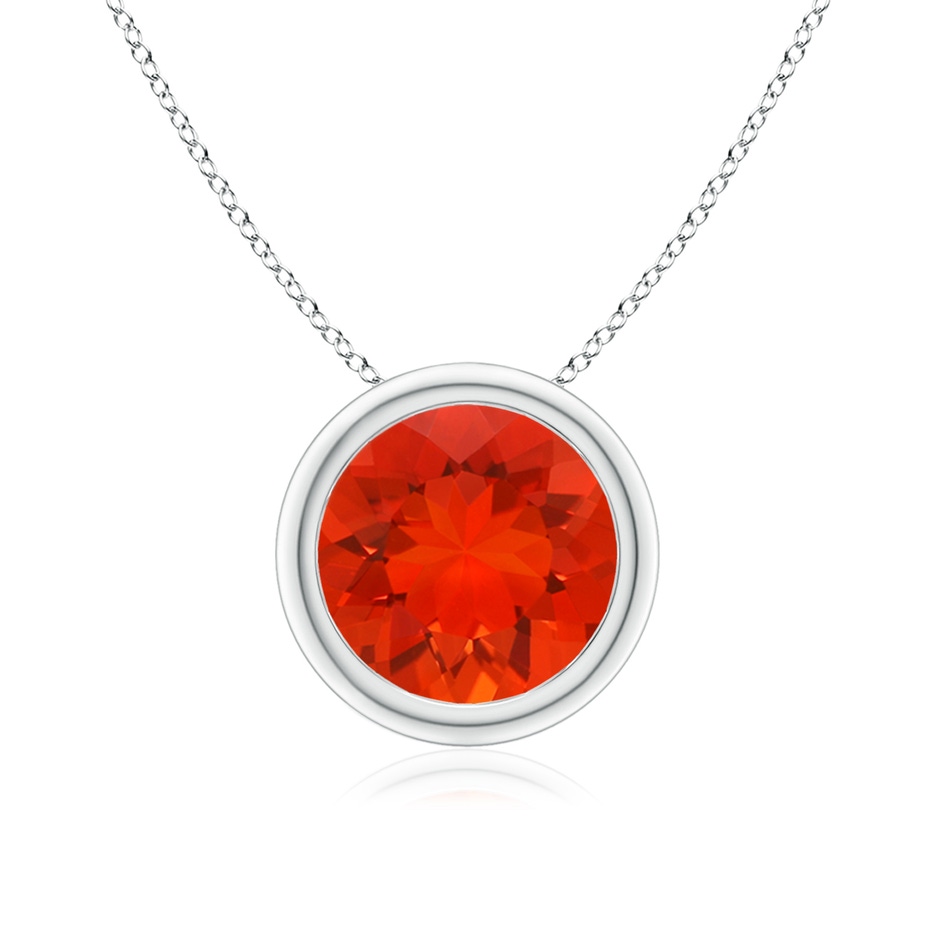 8mm AAAA Bezel-Set Round Fire Opal Solitaire Pendant in P950 Platinum 