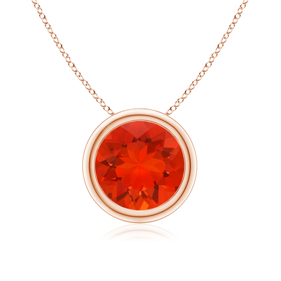 8mm AAAA Bezel-Set Round Fire Opal Solitaire Pendant in Rose Gold 
