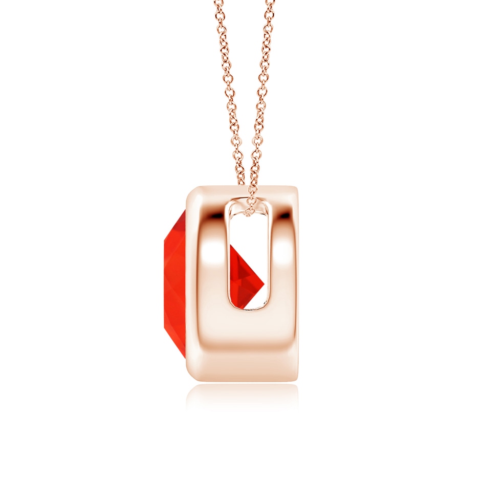 8mm AAAA Bezel-Set Round Fire Opal Solitaire Pendant in Rose Gold side 199