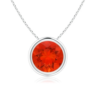 8mm AAAA Bezel-Set Round Fire Opal Solitaire Pendant in White Gold