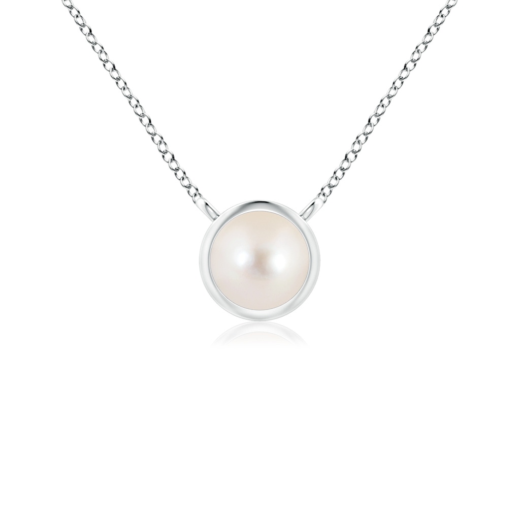 4mm AAAA Bezel-Set Round Freshwater Pearl Solitaire Pendant in P950 Platinum