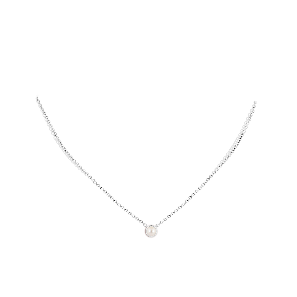 4mm AAAA Bezel-Set Round Freshwater Pearl Solitaire Pendant in P950 Platinum Body-Neck