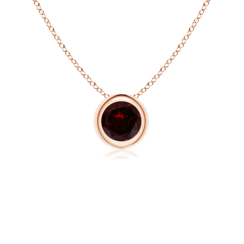 4mm A Bezel-Set Round Garnet Solitaire Pendant in Rose Gold 