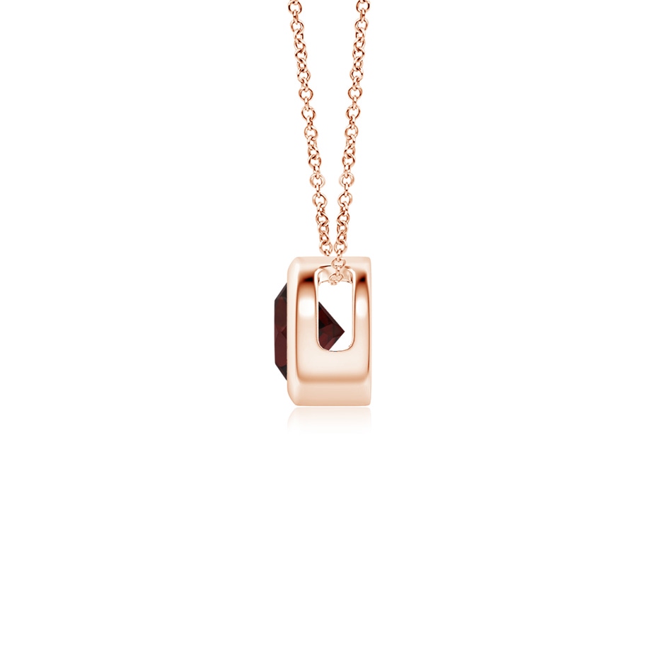 4mm A Bezel-Set Round Garnet Solitaire Pendant in Rose Gold side 199