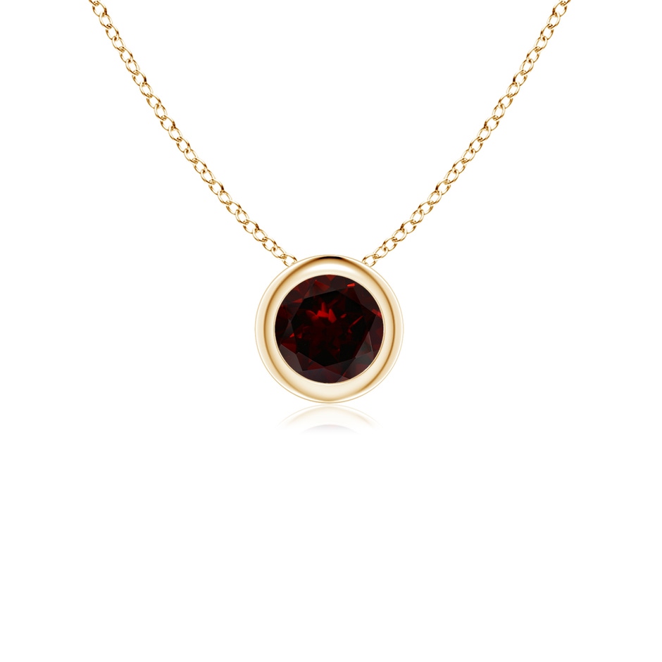 4mm A Bezel-Set Round Garnet Solitaire Pendant in Yellow Gold 
