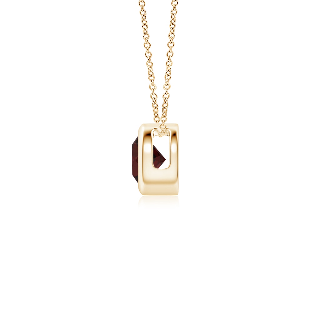 4mm A Bezel-Set Round Garnet Solitaire Pendant in Yellow Gold Side 1