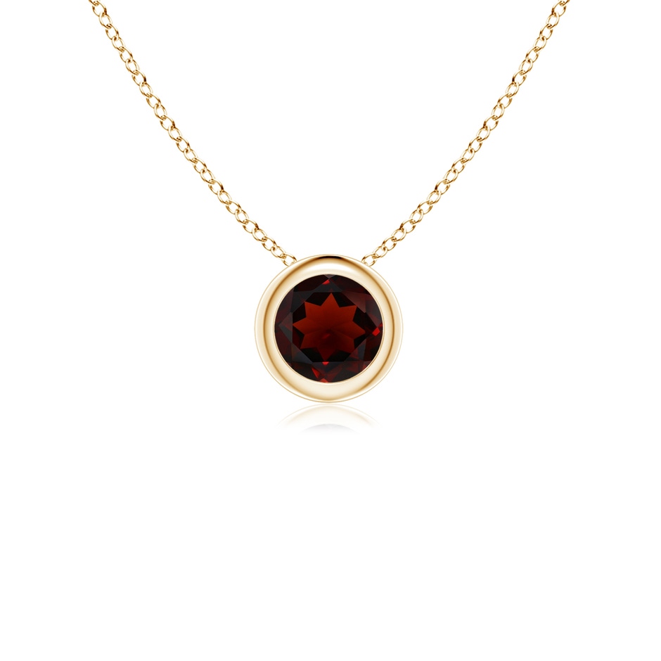 4mm AA Bezel-Set Round Garnet Solitaire Pendant in Yellow Gold 