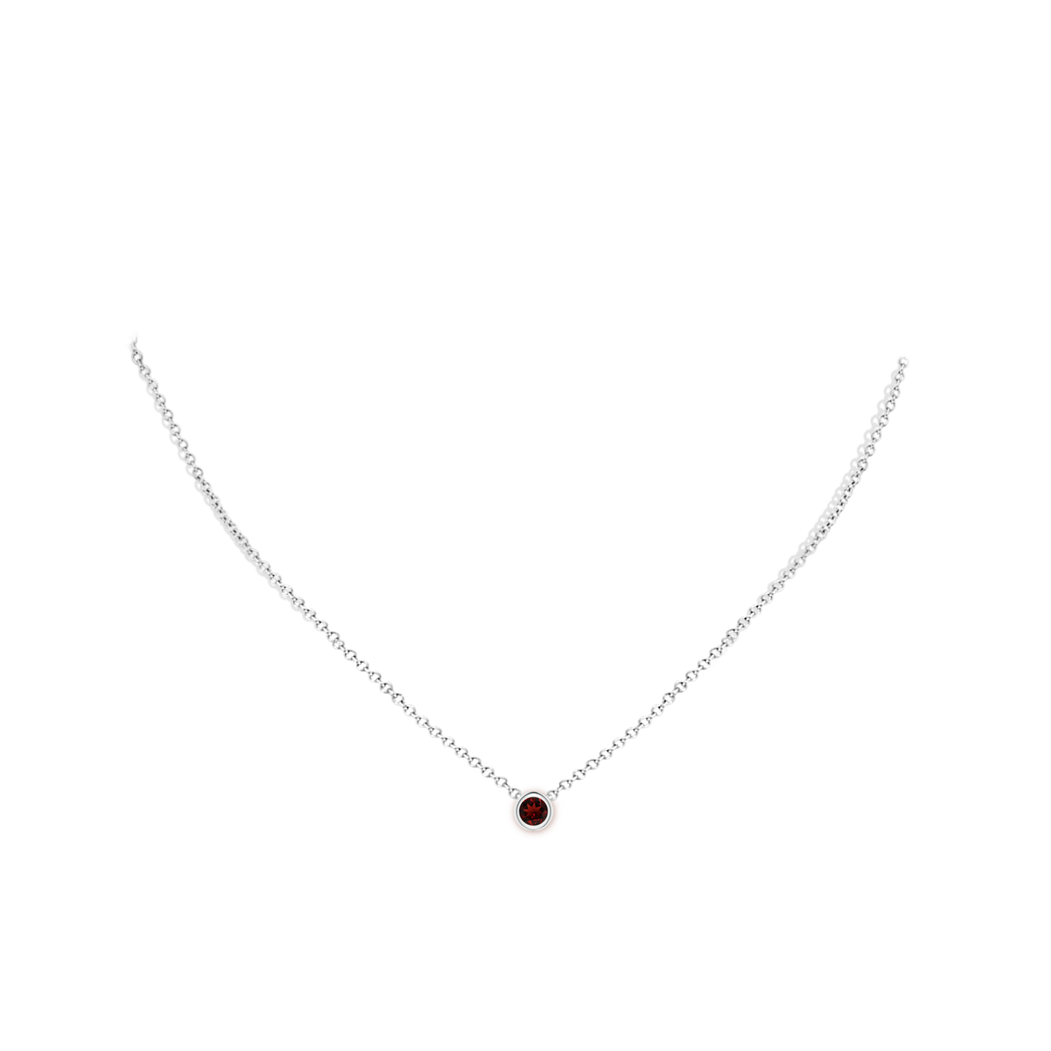 4mm AAA Bezel-Set Round Garnet Solitaire Pendant in P950 Platinum - body_neck