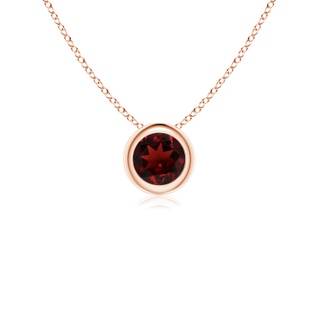 4mm AAA Bezel-Set Round Garnet Solitaire Pendant in Rose Gold