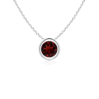 4mm AAA Bezel-Set Round Garnet Solitaire Pendant in S999 Silver