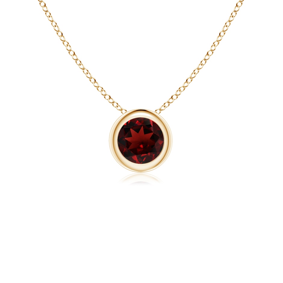 4mm AAA Bezel-Set Round Garnet Solitaire Pendant in Yellow Gold 