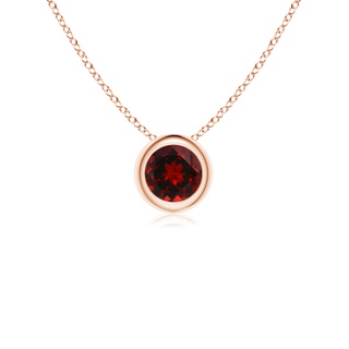 4mm AAAA Bezel-Set Round Garnet Solitaire Pendant in 18K Rose Gold