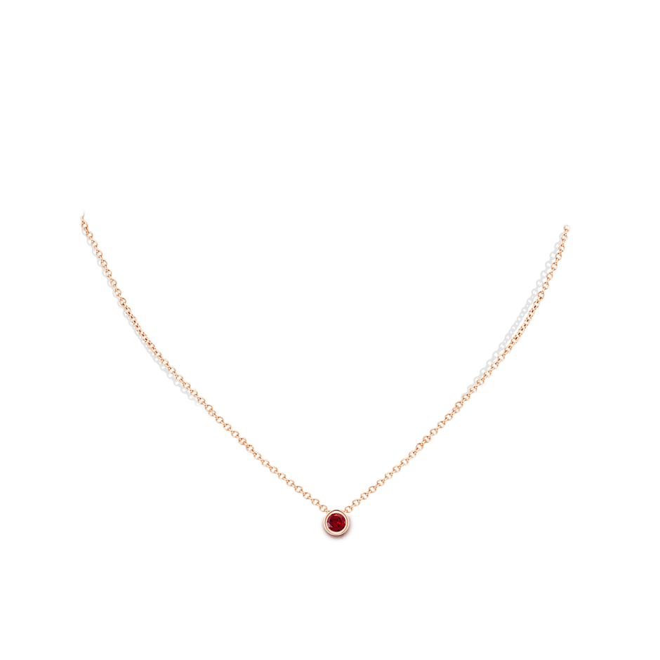 4mm AAAA Bezel-Set Round Garnet Solitaire Pendant in 18K Rose Gold pen