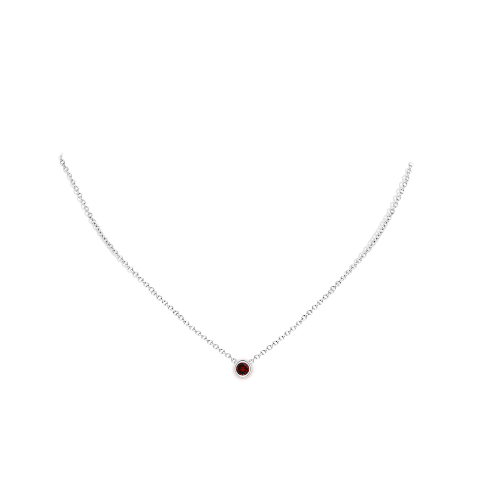 4mm AAAA Bezel-Set Round Garnet Solitaire Pendant in White Gold pen