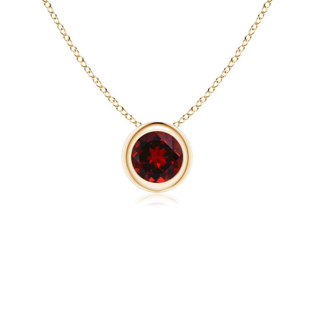 4mm AAAA Bezel-Set Round Garnet Solitaire Pendant in Yellow Gold