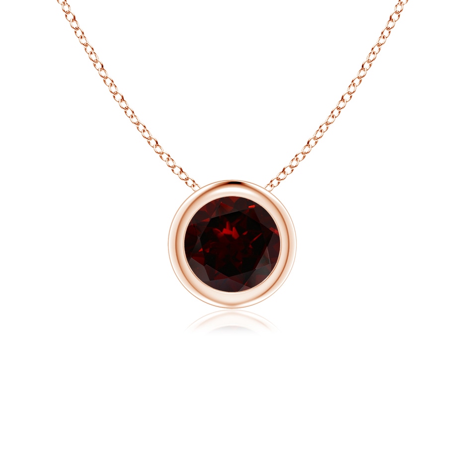 5mm A Bezel-Set Round Garnet Solitaire Pendant in Rose Gold 