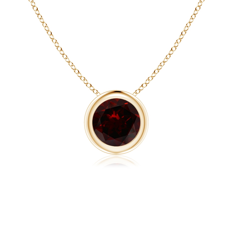 5mm A Bezel-Set Round Garnet Solitaire Pendant in Yellow Gold 
