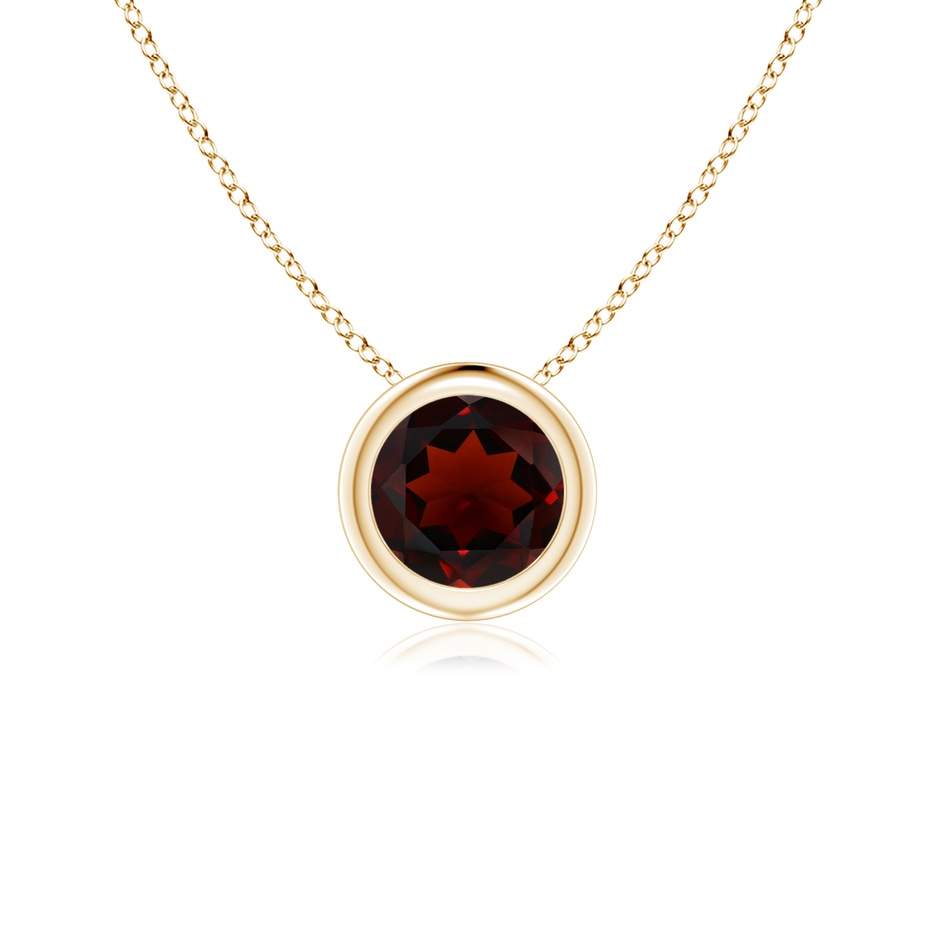 5mm AA Bezel-Set Round Garnet Solitaire Pendant in Yellow Gold 