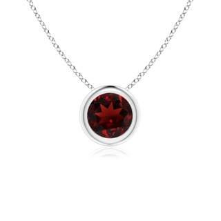 5mm AAA Bezel-Set Round Garnet Solitaire Pendant in S999 Silver