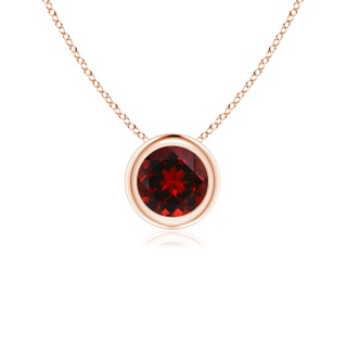 5mm AAAA Bezel-Set Round Garnet Solitaire Pendant in 18K Rose Gold