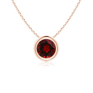 5mm AAAA Bezel-Set Round Garnet Solitaire Pendant in Rose Gold