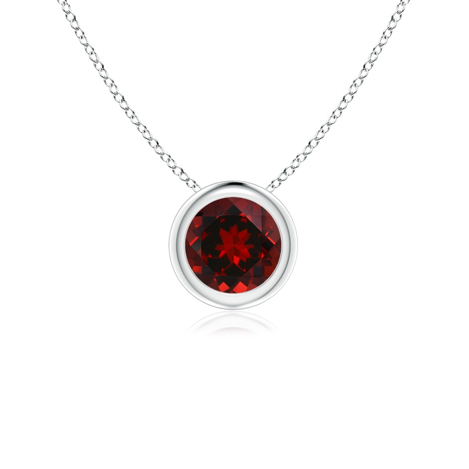 5mm AAAA Bezel-Set Round Garnet Solitaire Pendant in S999 Silver 