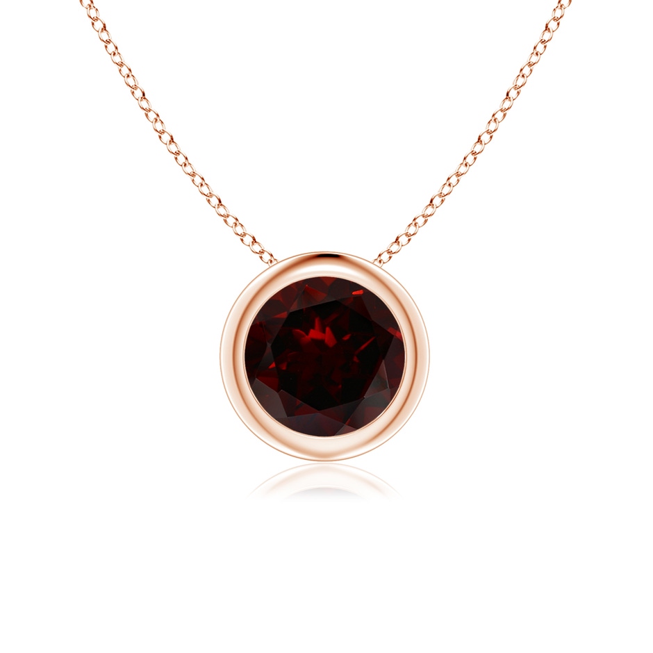 6mm A Bezel-Set Round Garnet Solitaire Pendant in Rose Gold 