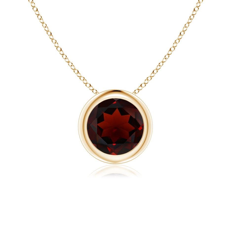 6mm AA Bezel-Set Round Garnet Solitaire Pendant in Yellow Gold 