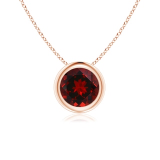 6mm AAAA Bezel-Set Round Garnet Solitaire Pendant in 18K Rose Gold