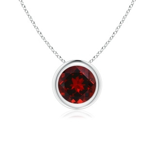 6mm AAAA Bezel-Set Round Garnet Solitaire Pendant in P950 Platinum