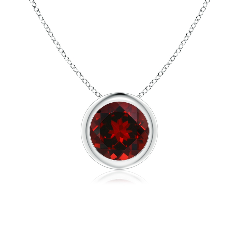 6mm AAAA Bezel-Set Round Garnet Solitaire Pendant in P950 Platinum 