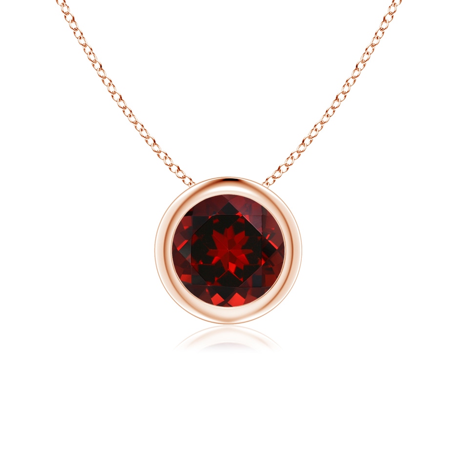 6mm AAAA Bezel-Set Round Garnet Solitaire Pendant in Rose Gold 