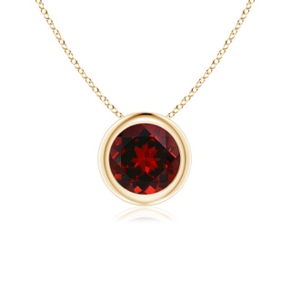 6mm AAAA Bezel-Set Round Garnet Solitaire Pendant in Yellow Gold