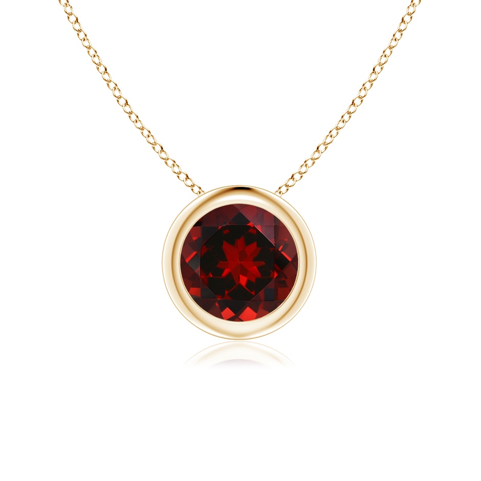 6mm AAAA Bezel-Set Round Garnet Solitaire Pendant in Yellow Gold 