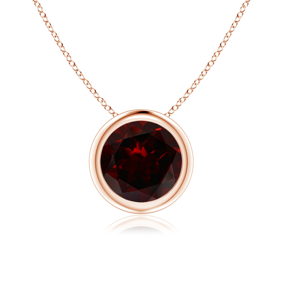 7mm A Bezel-Set Round Garnet Solitaire Pendant in Rose Gold 