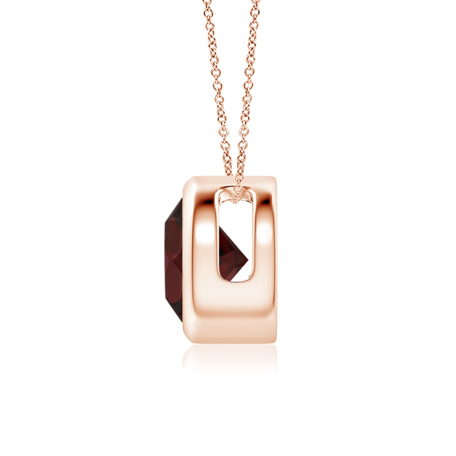 7mm A Bezel-Set Round Garnet Solitaire Pendant in Rose Gold side 199
