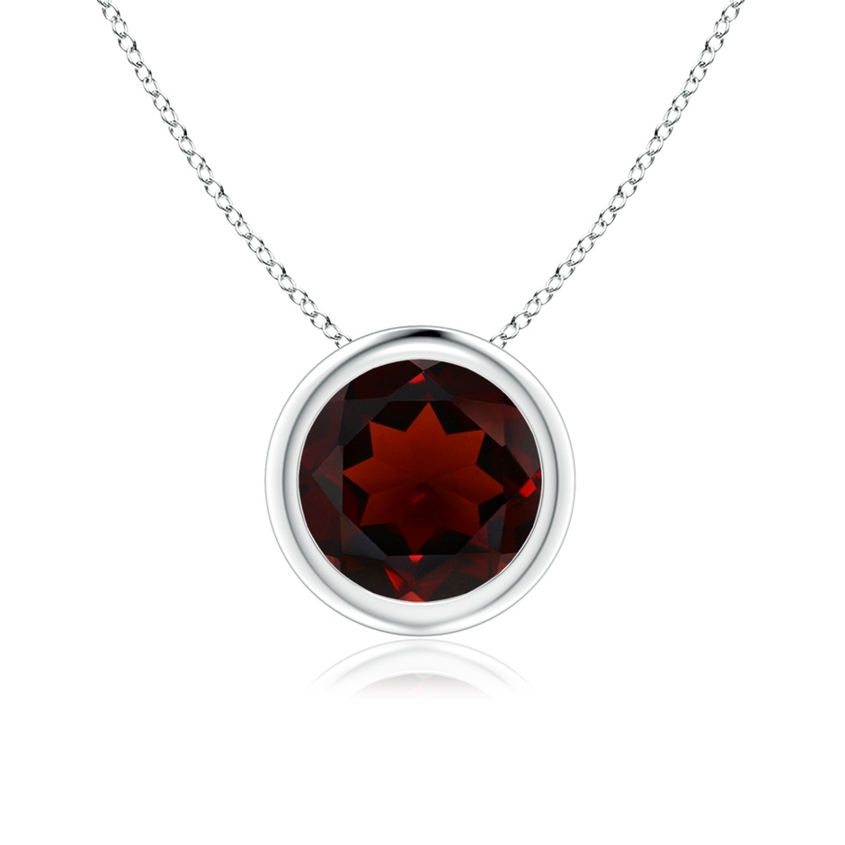 7mm AA Bezel-Set Round Garnet Solitaire Pendant in S999 Silver 