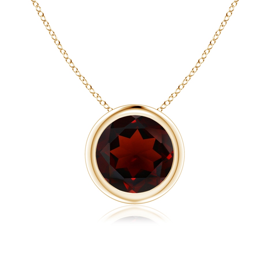 7mm AA Bezel-Set Round Garnet Solitaire Pendant in Yellow Gold 