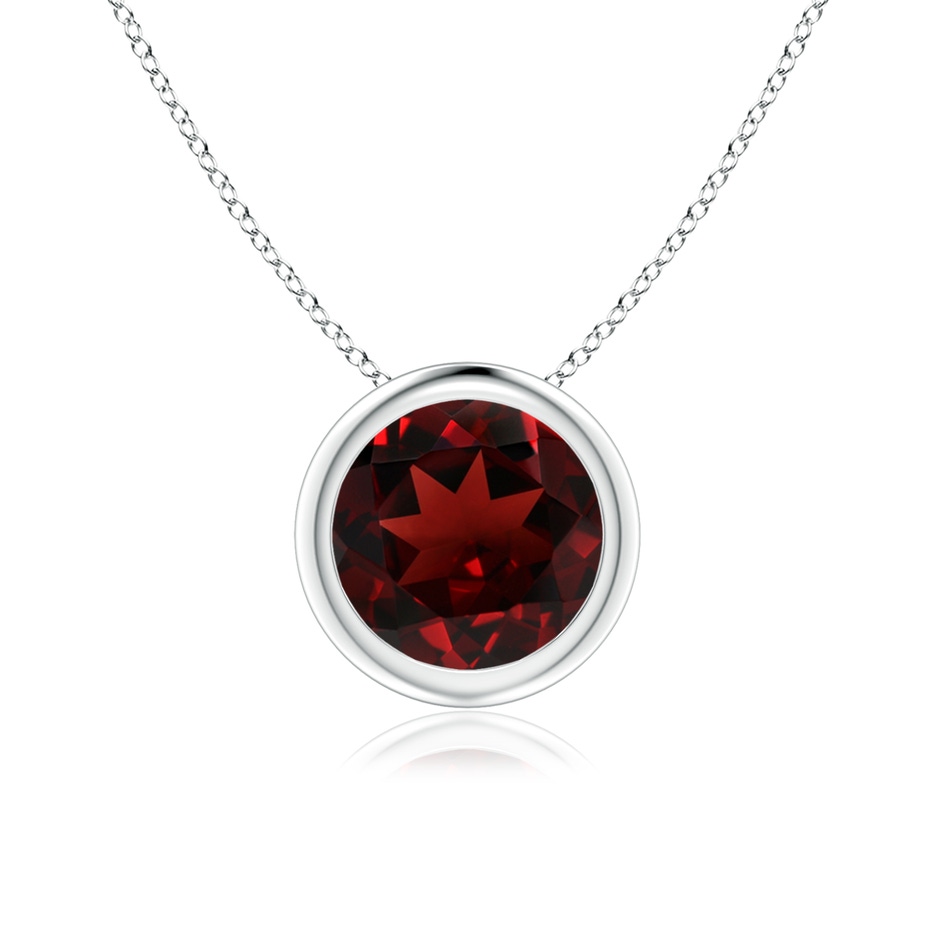 7mm AAA Bezel-Set Round Garnet Solitaire Pendant in S999 Silver 