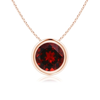 7mm AAAA Bezel-Set Round Garnet Solitaire Pendant in 18K Rose Gold