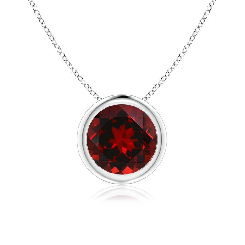 7mm AAAA Bezel-Set Round Garnet Solitaire Pendant in P950 Platinum 