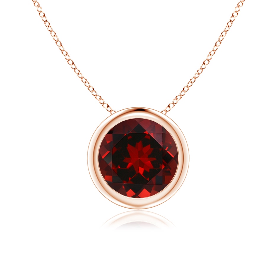 7mm AAAA Bezel-Set Round Garnet Solitaire Pendant in Rose Gold 