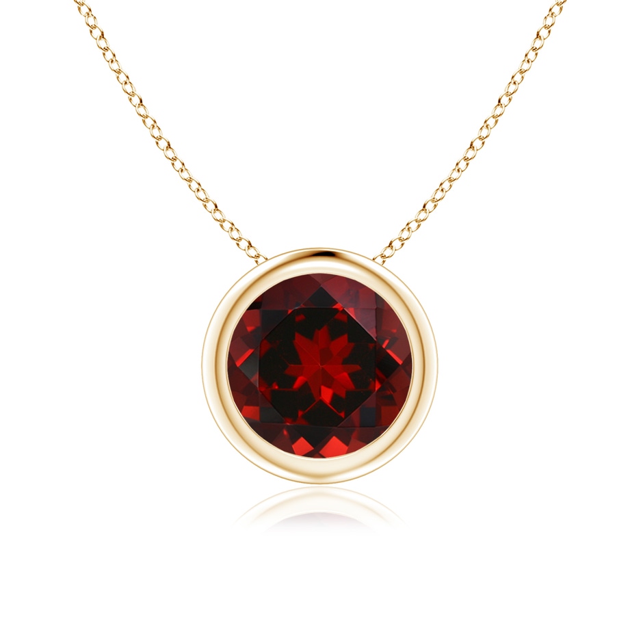 7mm AAAA Bezel-Set Round Garnet Solitaire Pendant in Yellow Gold 